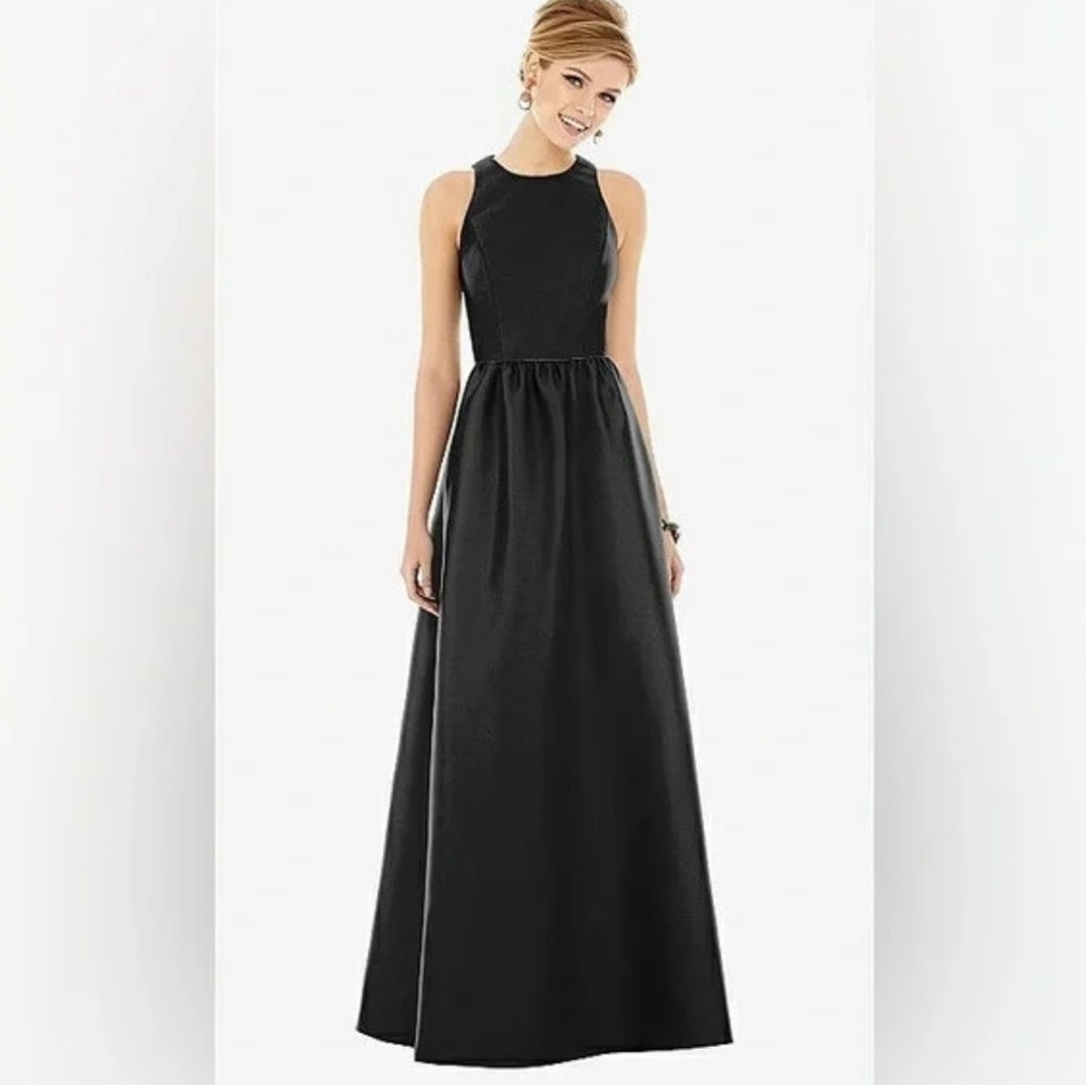 Alfred Sung black sateen twill bridesmaids dress Style: D707